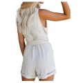 Miniatyrbilde 2 av 5: Dame V-hals Casual Kortermet Lin Korte Rompere Jumpsuiter White L