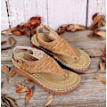 Miniatyrbild 3 av 5: Dam Solid Color Broderade Flip Flop Sandaler Strandtofflor 086 Brown EU 41