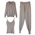 Miniatyrbild 3 av 5: 2021 vår outfit dammode tredelad kostym väst stickad kappa elastisk L Gray