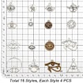 Miniatyrbild 2 av 5: 64 st Evil Eye-berlocker Tibetansk stil Egyptiska ögonberlocker Legering Ving Dangle Berlocker Distanspärlor