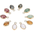 Miniatyrbillede 1 af 5: 10 stk. Ædelsten Kvarts Vedhæng 5 Materialer Sten Charms Facetterede Dråbeformede Sten Vedhæng med Gylden Tone Messing Åben Bagside Bezel til Smykkefremstilling Hul
