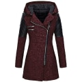 Miniatyrbilde 5 av 5: Dame Skrå Glidelås Slim Fit Hettejakker Stilig Varm Vinter Trenchcoat L Light Grey