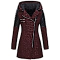 Miniatyrbilde 5 av 5: Dame Skrå Glidelås Slim Fit Hettejakker Stilig Varm Vinter Trenchcoat L Navy Blue