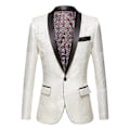 Miniatyrbild 1 av 5: Herr Floral Lapel Blazer Kostym Tryck Middag Smoking Kavaj white s