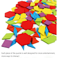 Miniatyrbillede 2 af 5: 155 Træmønster Byggeklodser Sæt, Geometrisk Form Puslespil Børnehave Tangram Legetøj, Egnet Til Børn I Alderen 4-8, Inklusive 24 Designkort
