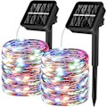 Miniatyrbilde 1 av 5: Utendørs Solcelle Lyslenke 12m 100 stk Led Solcelle Hage Lys Kobbertråd Solcelle Lyslenke 8 Mønstre For Fest, Hage, Bryllupsdekorasjon (2 Stk