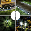 Miniatyrbilde 3 av 5: Utendørs Solcellelamper 12 stk Trådløse LED Hagelamper, Solcelle Hagelamper for Terrasse/Plen/Hage/Innkjørsel/Gangvei (Rustfritt Stål)