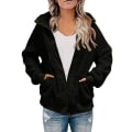 Miniatyrbillede 1 af 5: Damer Vinter Langærmet Jakke Frakke Lommer Varmt Fleece Black 2XL