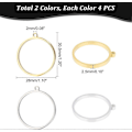 Miniatyrbillede 5 af 5: 8 stk. 2 farver 304 rustfrit stål åben bagside bezel vedhæng Ring Cirkelform Charms Manuel polering Hul ramme vedhæng til DIY Resin Pressed Flowe