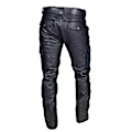 Pikkukuva 4 / 5: Miesten tekonahkaiset kapeat slim fit suorat lahkeet metallinhohtoiset biker-housut Red M