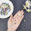 Miniatyrbilde 5 av 5: 5 tråder 6mm Millefiori Lampwork Glassperler Flat Runde Spacerperler for Smykkefremstilling