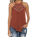 Miniatyrbilde 1 av 5: Tanktopp for kvinner, avslappet sommer grime spaghetti stropp blonde ermeløse topper BROWN XL