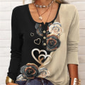 Miniatyrbillede 2 af 5: Dame Efterår Afslappet T-shirt Geometrisk Print U-Hals T-shirt Til Udendørs Dating Shopping Brug L 4