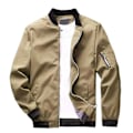 Miniatyrbillede 1 af 5: Flight Bomber Jakke Mode Afslappet Lynlåslukning Trendy Jakker Frakke Mænd 4XL Khaki