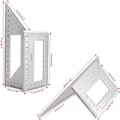 Miniatyrbillede 3 af 5: 2 Sadels Layout Vinkelmåler til Træbearbejdning, 45/45 Grader - 90/45 Grader Vinkel Layout Geringsvinkel Måling T Lineal, Aluminiumlegering (Sølv)