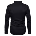 Miniatyrbilde 2 av 2: Langermet, brodert slim fit skjorte med knapper for menn, for fritid og fest Black S