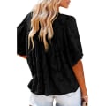 Miniatyrbilde 2 av 5: Kvinners V-hals Chiffon Trykte V-hals Avslappede Bluse Skjorte Topper Black L