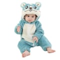 Miniatyrbilde 1 av 5: Dyredress med hette for barn, vintervarm fleece hettegenser jumpsuit romper Blue 110