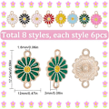 Miniatyrbild 2 av 5: 1 Ask 48 st 8 Färger Solros Charm Bulk Emalj Solros Charm Guld Blommig Daisy Connector Legering Blommor Växter Kopplingar för Smyckestillverkning Charms