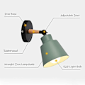 Miniatyrbillede 2 af 5: Moderne indendørs væglampe skandinavisk design i træ og jern, væglampe til soveværelse stue dekoration-e27 (gul)