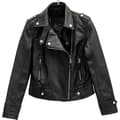Dame Pu Casual Biker Jakke Kunstlæder Tynd Punk Mode Overtøj Sort 2XL