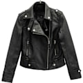 Pikkukuva 1 / 5: Naisten PU rento biker-takki tekonahkaa ohut punk-muoti ulkovaatteet musta 2XL