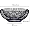 Miniatyrbillede 4 af 4: Metal Mesh Frugtkurv Bordplade Slikskål Sort Rund Dekorativ Lille Frugtskål Til Køkkenbord – 25 cm (mesh)