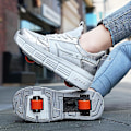 Miniatyrbild 4 av 5: Pojkar Flickor Sneakers Dubbelhjuliga Skor Led Ljussko 3F908 Silver EU 31