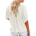 Miniatyrbilde 2 av 4: Kvinners V-hals Chiffon Trykte V-hals Avslappede Bluse Skjorte Topper White 2XL