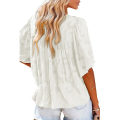 Miniatyrbilde 2 av 4: Kvinners V-hals Chiffon Trykte V-hals Avslappede Bluse Skjorte Topper White M