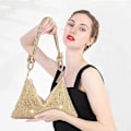 Miniatyrbild 5 av 5: Crossbodyväska med strass för kvinnor, silver, kuvertväska, aftonväska, handväska, glittrande strass, diamantkuvertväska för fest, brud, nattväska svart