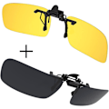 Miniatyrbild 2 av 4: Clip On Solglasögon 2 Pack, Polariserad Lins Passar Över Receptglasögon, Flip Up Style 1