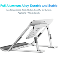 Miniatyrbilde 3 av 5: Slank, bærbar nettbrettholder i aluminium for skrivebord, kompatibel med iPad Pro/Air/Mini, Samsung Tab, Surface Pro, Kindle Fire (7-13\") (Sølv)
