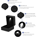 Miniatyrbild 5 av 5: Ringlåda med LED-ljus, Smyckesväska för Ringförvaring, Förlovningsringlåda för  Födelsedagsklockpresentask(Svart)