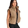Miniatyrbillede 3 af 5: Puffer Vest Dame Ærmeløs Vinter Cropped Stand-up Krave Dunjakke Khaki L