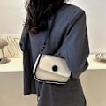 Miniatyrbillede 5 af 5: Ny Trend Mode Simpel Skuldertaske Fritid Pendler Kunstlæder Skuldertaske white