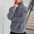 Miniatyrbild 4 av 5: Mjuk Teddy Hoodie Fuzzy Fleece Dragkedja Pullover Jacka Med Fickor Black 2XL