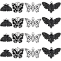 Miniatyrbillede 1 af 5: 1 Æske 24 stk. 4 Stilarter Sommerfugl Charm Møl Charms Bulk Gotisk Charm Sort Kranie Sommerfugle Skelet Halloween Legering Insekt Charm til Smykkefremstilling Ch
