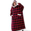Miniatyrbillede 1 af 5: Casual loungewear-morgenkåbe i store størrelser, tyk Sherpa fleece varm ekstra lang oversized bærbar tæppe til damer med lommer (længde: 150 cm) Pink