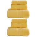 Miniatyrbild 1 av 5: 100% bomull 6-delat badhandduksset | 2 badlakan, 2 handdukar, 2 tvättlappar mjuka och absorberande Yellow