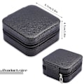Miniatyrbillede 4 af 5: Bærbar Rejse Mini Smykkeskrin Læder Smykker Ring Organizer Etui Opbevarings Gaveæske Piger Kvinder (sort).