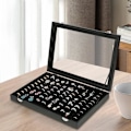 Miniatyrbillede 3 af 5: Ring Smykke Organizer Boks, 100 Slots Ringe Display Opbevaringskasse Øreringe Showcase - Sort Fløjl Smykkestativ Holder Bakke Med Gennemsigtigt Glaslåg -