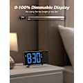 Miniatyrbild 2 av 5: Väckarklockor för Sovrum, Multifunktionell Klocka med FM-Radio & Projektion, 0-100% Dimmer & Radio Volym, Böjd Skärm, Dubbla Alarm, USB-Laddare, Cr Blue