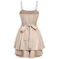 Miniatyrbilde 3 av 5: Dame Sommer Ermeløs Tanktopp Kort Jumpsuit Romper Beige XL