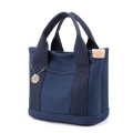 Miniatyrbillede 1 af 5: Canvas tote taske til kvinder, canvas håndtaske med flere indvendige lommer, lynlåslukning med vedhæng, ensfarvet Portable Dark Blue