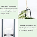Miniatyrbild 5 av 5: Set med 3 hängande planter terrarium i metalljärn, genomskinligt glas, provrör, blomvaser, väggmonterad hydroponisk växtdekor