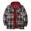 Miniatyrbilde 1 av 3: Quiltet Tykk Rutete Langermet Løs Jakke Herre Hettegenser Quiltet Foret Flanell Hette Full-zip Skjortejakke XL Red