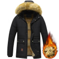 Miniatyrbild 1 av 5: Herr Vinterrock Varm Parka Jacka Med Avtagbar Huva Black 2XL