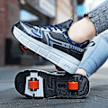 Miniatyrbild 5 av 5: Pojkar Flickor Sneakers Dubbelhjuliga Skor Led Ljusskor 3F908 Blue EU 36