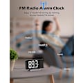 Miniatyrbild 3 av 5: Väckarklockor för Sovrum, Multifunktionell Klocka med FM-Radio & Projektion, 0-100% Dimmer & Radio Volym, Böjd Skärm, Dubbla Alarm, USB-Laddare, Cr White